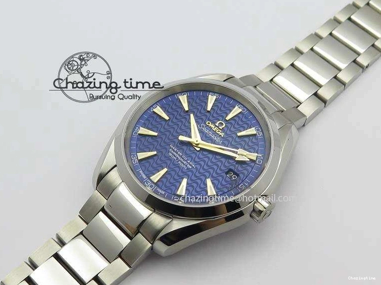 0505 Aqua Terra “James Bond” SS V6F 1:1 Best Edition Blue Textured Dial On SS Bracelet A GoodFit 8202